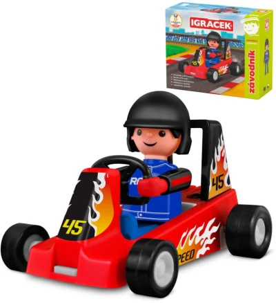 Efko IGRÁČEK Závodník povolání set figurka kloubová + červená motokára Efko IGRÁČEK Závodník povolání set figurka kloubová + červená motokára