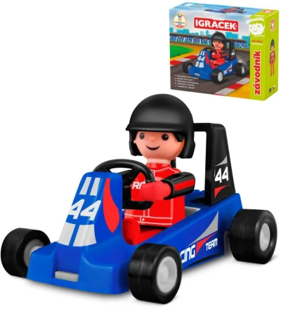 Efko IGRÁČEK Závodník povolání set figurka kloubová + modrá motokára Efko IGRÁČEK Závodník povolání set figurka kloubová + modrá motokára