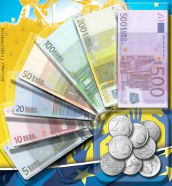 Efko Peníze dětské EURO bankovky a mince na kartě