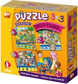 Efko Puzzle baby Moje rodina skládačka 3v1 set 32 dílků 15x15cm v krabici