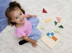 Eichhorn DŘEVO Montessori čtverce puzzle baby vkládačka na desce