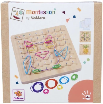 Eichhorn DŘEVO Montessori geometrická deska herní set s gumičkami Eichhorn DŘEVO Montessori geometrická deska herní set s gumičkami