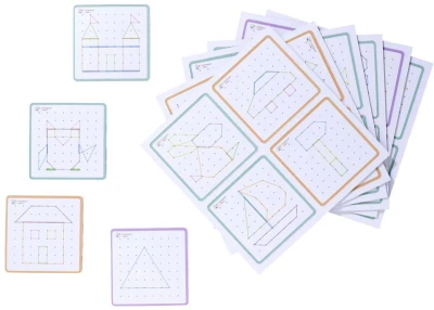 Eichhorn DŘEVO Montessori geometrická deska herní set s gumičkami