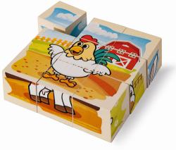 Eichhorn DŘEVO Obrázkové kostky kubus zvířátka farma set 9ks