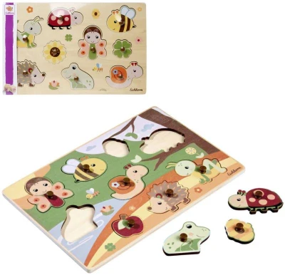 Eichhorn DŘEVO Puzzle baby vkládací s úchyty 9 dílků zvířátka 2 druhy Eichhorn DŘEVO Puzzle baby vkládací s úchyty 9 dílků zvířátka 2 druhy