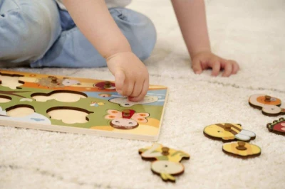 Eichhorn DŘEVO Puzzle baby vkládací s úchyty 9 dílků zvířátka 2 druhy