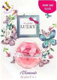 EP line LUKKY Lesk na rty dětský diamant 2v1 sladká příchuť 2x 5ml Růžový na kartě
