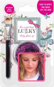 EP line LUKKY Třpytivý gel dětský tělový Nachový set se štětcem na kartě