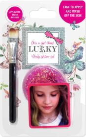 EP line LUKKY Třpytivý gel dětský tělový Růžový set se štětcem na kartě