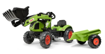 Falk Šlapací traktor 2040ML Claas s nakladačem a vlečkou