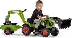 Falk Šlapací traktor 2040N Claas Arion 410 s nakladačem, rypadlem a vlečkou