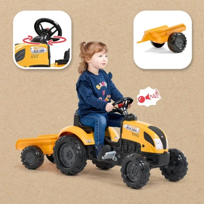 Falk Šlapací traktor 2055L Mighty Builder s vlečkou