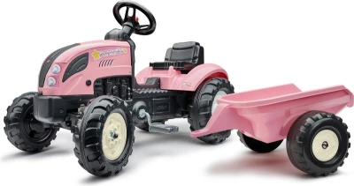 Falk šlapací traktor s přívěsem Country Star - růžový Falk šlapací traktor s přívěsem Country Star - růžový