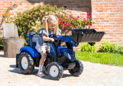 Falk Šlapací traktor 3090Y New Holland T8 s předním nakladačem a vlečkou modrý