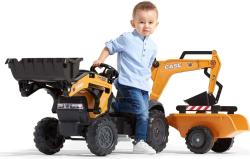 Falk Šlapací traktor 967N Case CE s nakladačem, rypadlem a vlečkou