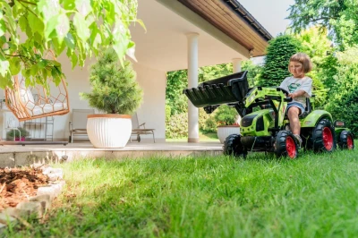 Falk Šlapací traktor velký 2070Y Claas Arion 430 s nakladačem, rýpadlem a vlečkou