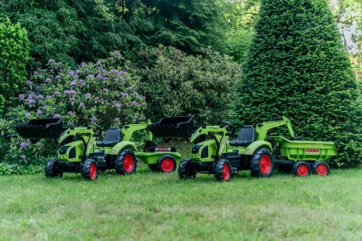 Falk Šlapací traktor velký 2070Y Claas Arion 430 s nakladačem, rýpadlem a vlečkou