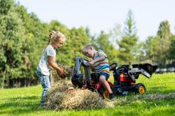 Falk Šlapací traktor Vintage 2058N se lžící, bagrem a přívěsem, červený