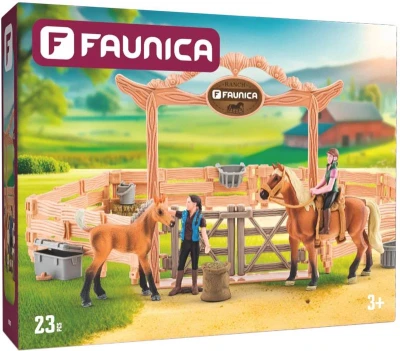 FAUNICA Jízdárna herní set se 2 koňmi a figurkami s doplňky plast FAUNICA Jízdárna herní set se 2 koňmi a figurkami s doplňky plast