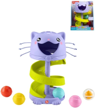 Fisher Price Baby kuličková dráha kočička věž + 5 kuliček pro miminko Fisher Price Baby kuličková dráha kočička věž + 5 kuliček pro miminko