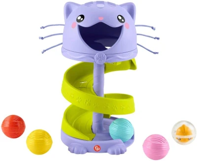 Fisher Price Baby kuličková dráha kočička věž + 5 kuliček pro miminko