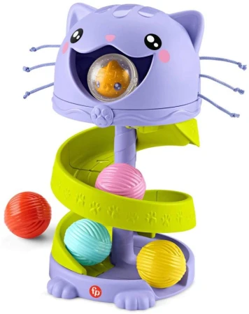 Fisher Price Baby kuličková dráha kočička věž + 5 kuliček pro miminko