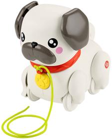 Fisher Price Baby pes mopslík chodící tahací na kolečkách plast