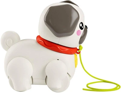 Fisher Price Baby pes mopslík chodící tahací na kolečkách plast