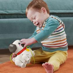 Fisher Price Baby pes mopslík chodící tahací na kolečkách plast