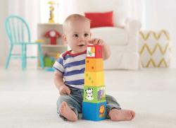 Fisher Price Baby věž plastová se zvířátky a čísly kostky pro miminko