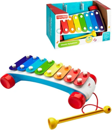 Fisher Price Baby xylofon tahací zábavný na kolečkách 8 kláves plast Fisher Price Baby xylofon tahací zábavný na kolečkách 8 kláves plast