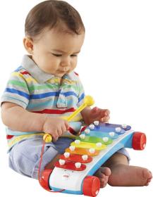 Fisher Price Baby xylofon tahací zábavný na kolečkách 8 kláves plast