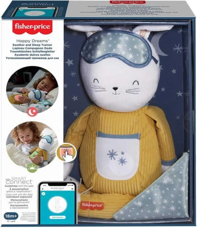 Fisher Price Baby zajíček textilní usínáček na spinkání na baterie Světlo Zvuk