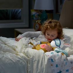 Fisher Price Baby zajíček textilní usínáček na spinkání na baterie Světlo Zvuk