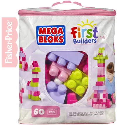 Fisher Price MEGA BLOKS Stavebnice 60 dílků v plastové tašce pro holky Fisher Price MEGA BLOKS Stavebnice 60 dílků v plastové tašce pro holky