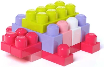 Fisher Price MEGA BLOKS Stavebnice 60 dílků v plastové tašce pro holky