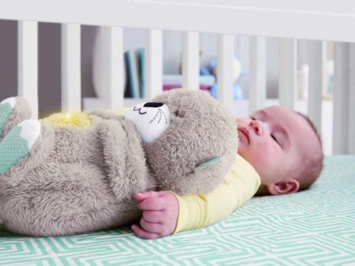 Fisher Price PLYŠ Baby usínáček podřimující vydra na baterie Světlo Zvuk pro miminko