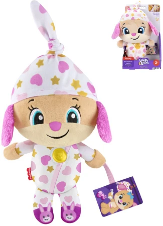Fisher Price Zklidňující pejskova sestřička baby na baterie Světlo Zvuk PLYŠ
