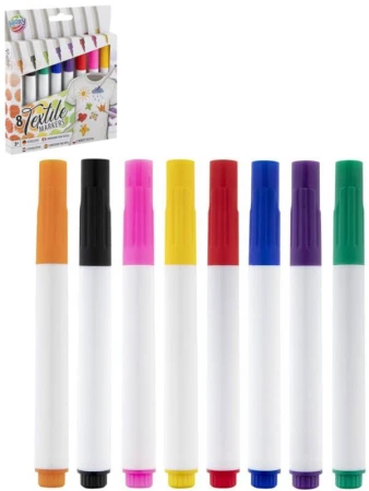 Fixy popisovače na textil voděodolné set 8 barev v krabičce Fixy popisovače na textil voděodolné set 8 barev v krabičce