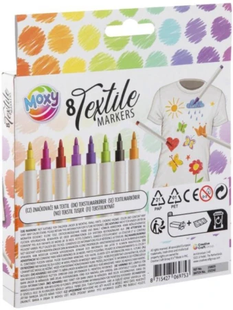 Fixy popisovače na textil voděodolné set 8 barev v krabičce
