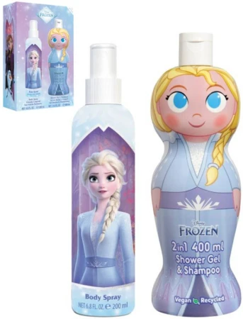 Frozen darčekový set telový sprej 200ml + sprchový gél a šampón 2v1 1400ml Frozen darčekový set telový sprej 200ml + sprchový gél a šampón 2v1 1400ml