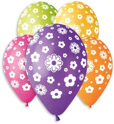 Gemar Balón nafukovací 30cm potlač KVETY set 5ks rôzne farby v sáčku Gemar Balón nafukovací 30cm potlač KVETY set 5ks rôzne farby v sáčku