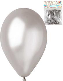 Gemar Balónky nafukovací 26cm metalické stříbrné set 10ks v sáčku