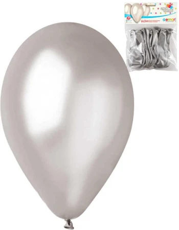 Gemar Balóniky nafukovacie 26cm metalické strieborné set 10ks v sáčku Gemar Balóniky nafukovacie 26cm metalické strieborné set 10ks v sáčku