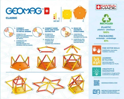 Geomag Classic oranžová 42 dílků Eko magnetická (stavebnice)