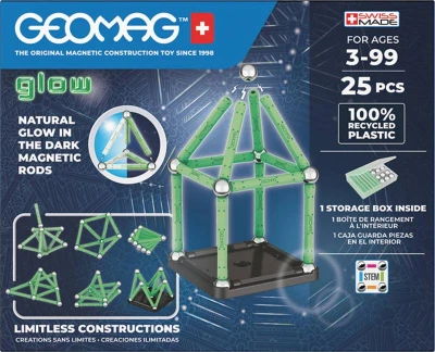 Geomag Glow 25 dílků ve tmě svítící Eko magnetická (stavebnice)
