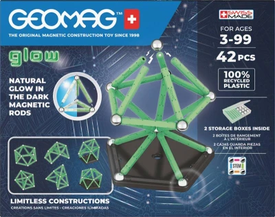 Geomag Glow 42 dílků ve tmě svítící Eko magnetická (stavebnice)