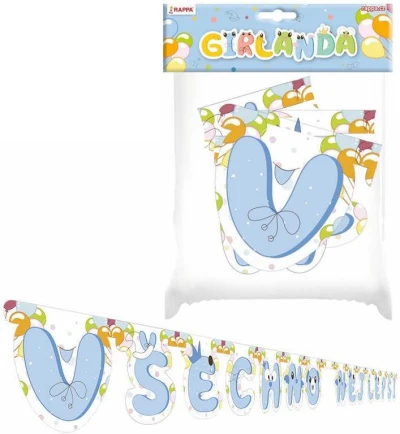 Girlanda Všetko najlepšie party dekorácia závesná 215cm chlapčenská papier Girlanda Všetko najlepšie party dekorácia závesná 215cm chlapčenská papier