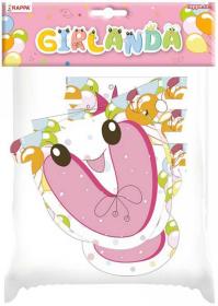 Girlanda Všechno nejlepší party dekorace závěsná 215cm holčičí papír