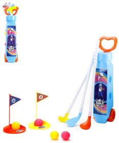 Golfový set dětský vozík se 3 holemi a 4 míčky s doplňky plast